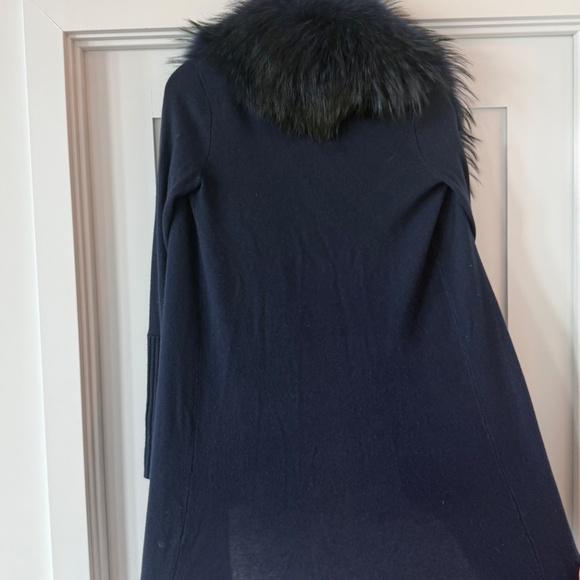 Alice + Olivia Izzy Cascade Open Front Cardigan Dyed Silver Fox Fur Collar, XS - Picture 4 of 4